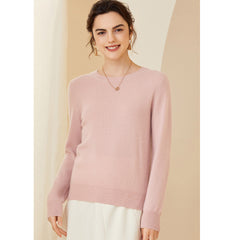 Soft Lightweight Knit Women’s Wool-Cashmere Crewneck Sweater