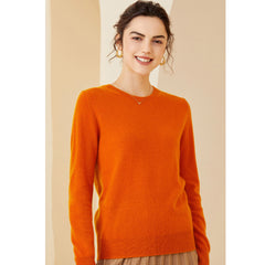 Soft Lightweight Knit Women’s Wool-Cashmere Crewneck Sweater