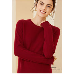 Soft Lightweight Knit Women’s Wool-Cashmere Crewneck Sweater