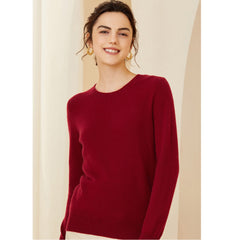 Soft Lightweight Knit Women’s Wool-Cashmere Crewneck Sweater