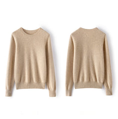 Soft Lightweight Knit Women’s Wool-Cashmere Crewneck Sweater