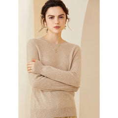 Soft Lightweight Knit Women’s Wool-Cashmere Crewneck Sweater