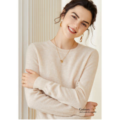 Soft Lightweight Knit Women’s Wool-Cashmere Crewneck Sweater