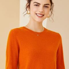 Soft Lightweight Knit Women’s Wool-Cashmere Crewneck Sweater