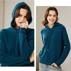 Women's Pure Cashmere Hooded Warm Sweater Hoodie