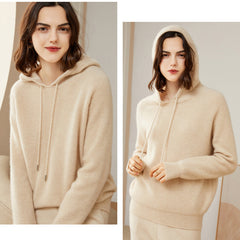 Women's Pure Cashmere Hooded Warm Sweater Hoodie