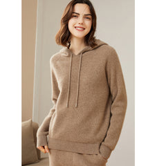 Women's Pure Cashmere Hooded Warm Sweater Hoodie