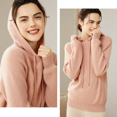 Women's Pure Cashmere Hooded Warm Sweater Hoodie