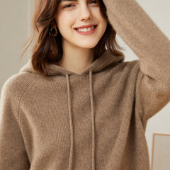 Women's Pure Cashmere Hooded Warm Sweater Hoodie