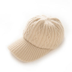 Cable Knit Cashmere Baseball Cap Soft Ribbed Thickened Hat