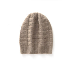 Soft & Lightweight Diamond Knit Cashmere Beanie Winter Hat