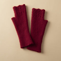 Pure Cashmere Knit Fingerless Mittens Gloves
