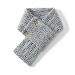 Cable Knit Cashmere Button Neck Warmer Versatile Cross Scarf