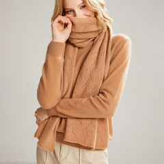 Leaf Pattern Cashmere Wrap Cashmere Lace Knit Scarf