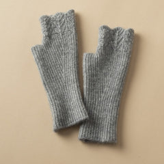 Pure Cashmere Knit Fingerless Mittens Gloves