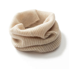 100% Cashmere Ribbed Knit Scarf Winter Circle Loop Neck Warmer