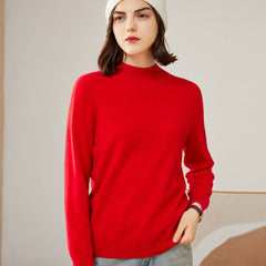 Half High Collar Wool Pullover Cashmere Sweater Top Knit Jumper