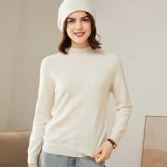 Half High Collar Wool Pullover Cashmere Sweater Top Knit Jumper