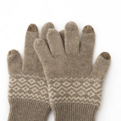 Women’s Nordic Pattern Long Touchscreen Knit Warm Cashmere Gloves