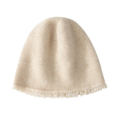 Soft Edge 100% Pure Cashmere Fringe Beanies Warm Hat