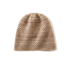 Women's Cashmere Beanie Caps Patterned Knit Hat for Men & Women