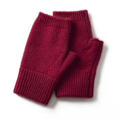 Soft Ribbed Knit Pure Cashmere Fingerless Mittens Gloves