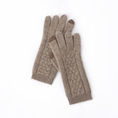 Pure Cashmere Cable Knit  Touch Screen Gloves