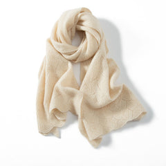 Long Pure Cashmere Leaf Pattern Scarf Knitted Cashmere Shawl Wrap