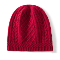 Soft Thick Warm Pure Cashmere Cable Knit Beanies