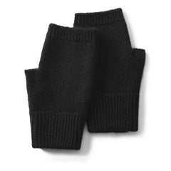 Soft Ribbed Knit Pure Cashmere Fingerless Mittens Gloves