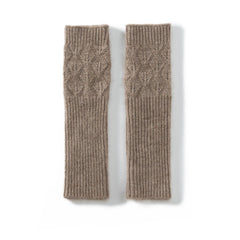 Leaf Pattern Long Cashmere Gloves Fingerless Cable Knit Arm Warmer
