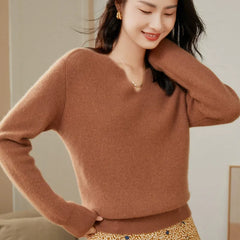 V-Neck Soft Loose Knitted Jumper Knitwear Cashmere Sweater