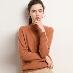 Half High Collar Wool Pullover Cashmere Sweater Top Knit Jumper