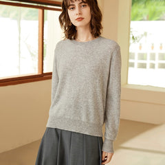 Knit 100% Cashmere Sweater Round Neck Knit Pullover Jumper Top