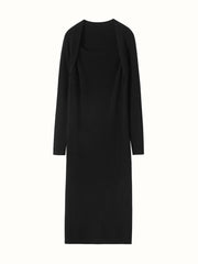 Square Neck Slim Ribbed Knit Bodycon Midi Sweater Dress