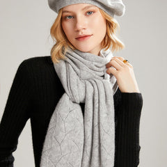 Leaf Pattern Cashmere Wrap Cashmere Lace Knit Scarf