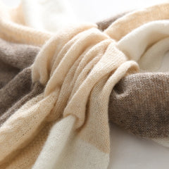 Winter Neck Cashmere Knitted Patchwork Jacquard Women Scarf