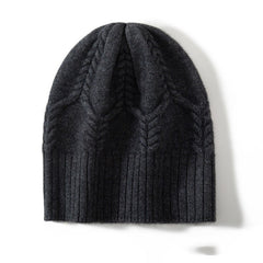 Cashmere Cable Knit Beanie Warm Soft Ribbed Winter Hat