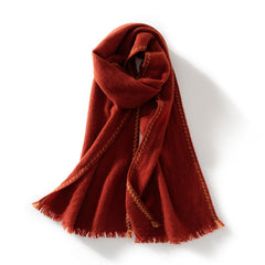 Soft Warm Winter Wrap with Contrast Trim Cashmere Scarf