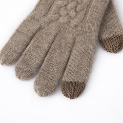 Pure Cashmere Cable Knit  Touch Screen Gloves