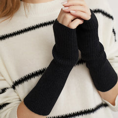 Cashmere Knit Arm Warmers Fingerless Mittens Gloves