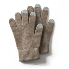 Pure Cashmere Ribbed Cuffs Touchscreen Gloves for Winter