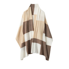 Soft Knit Wrap Cashmere Block-Stripe Scarf Unisex