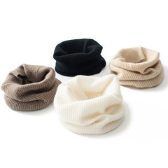 100% Cashmere Ribbed Knit Scarf Winter Circle Loop Neck Warmer