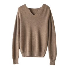 V-Neck Soft Loose Knitted Jumper Knitwear Cashmere Sweater