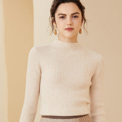 Ribbed Half Turtleneck Lightweight Knit Pullover Sweater Basic Jumper