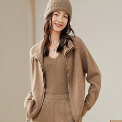 Women’s Cashmere Zip-Up Jacket Knitwear Coat Cardigan Sweater