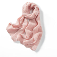 Long Pure Cashmere Leaf Pattern Scarf Knitted Cashmere Shawl Wrap