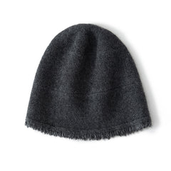 Soft Edge 100% Pure Cashmere Fringe Beanies Warm Hat