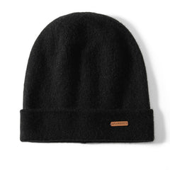 100% Pure Cashmere Cuffed Beanie with Logo Patch Cold Hat